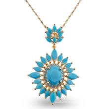 Luxe Blue AAA CZ Stone Design Fashion Charm Jewelry Necklace